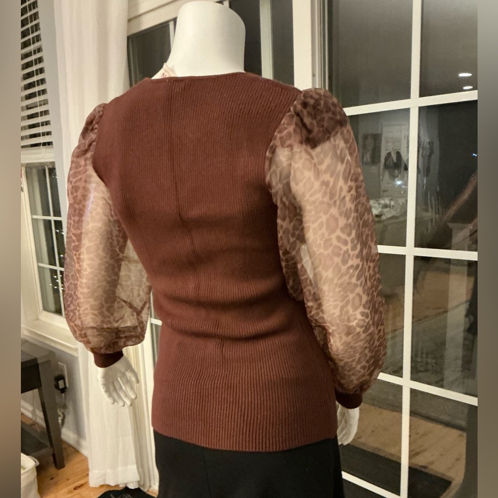 Anthropologie Dolan Russet Feminine Sweetheart Neckline Fitted Sweater XXSmall - Picture 2 of 9